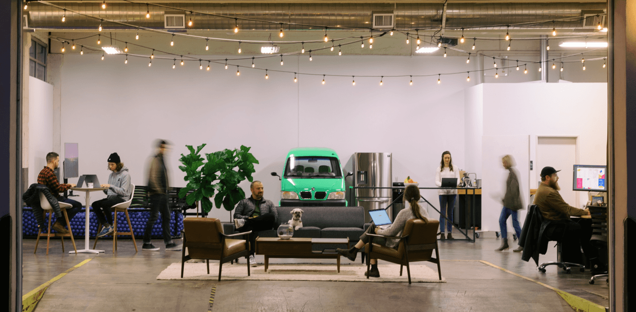 People In a garage of Riff_ Creative